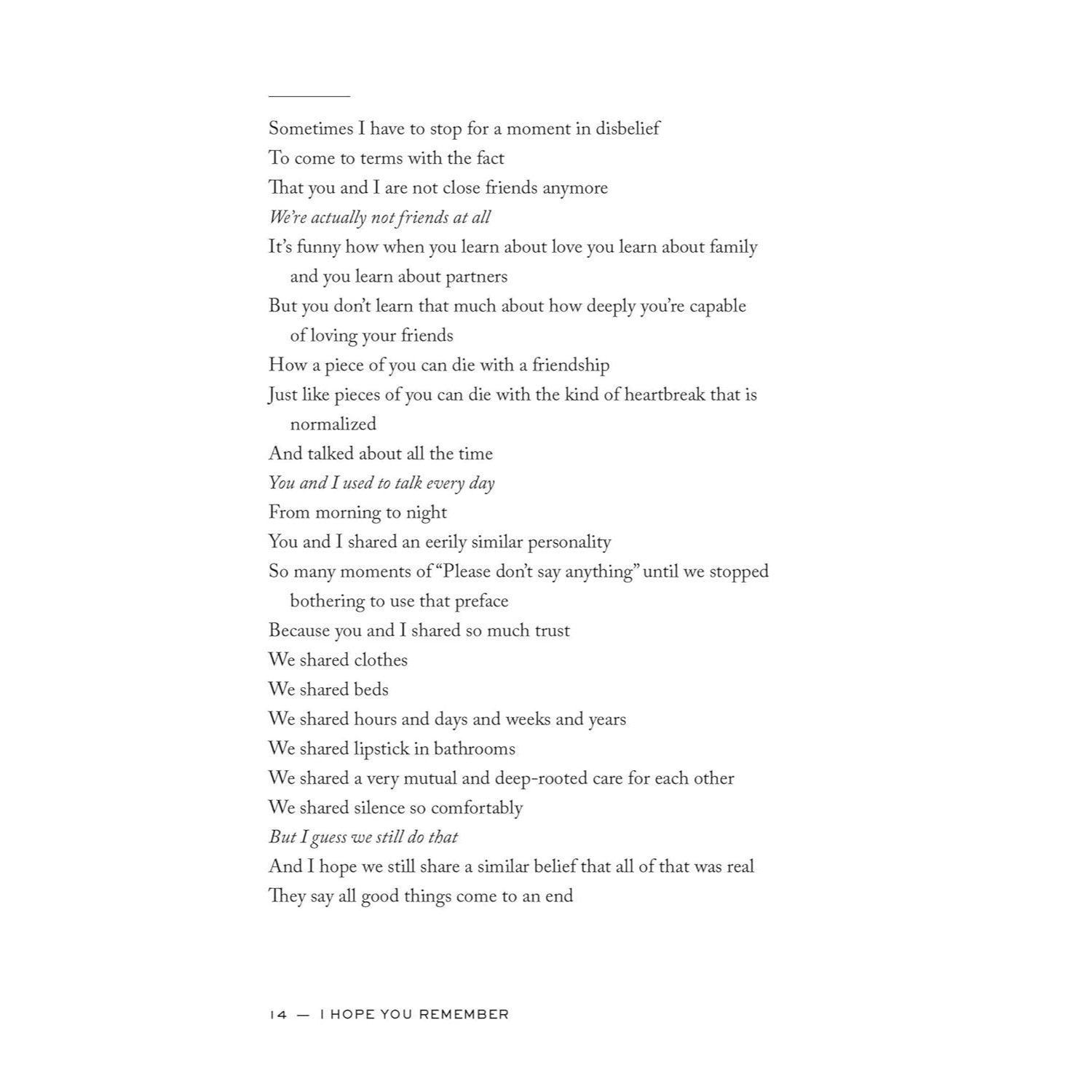 I Hope You Remember: Poems on Loving, Longing, and Living