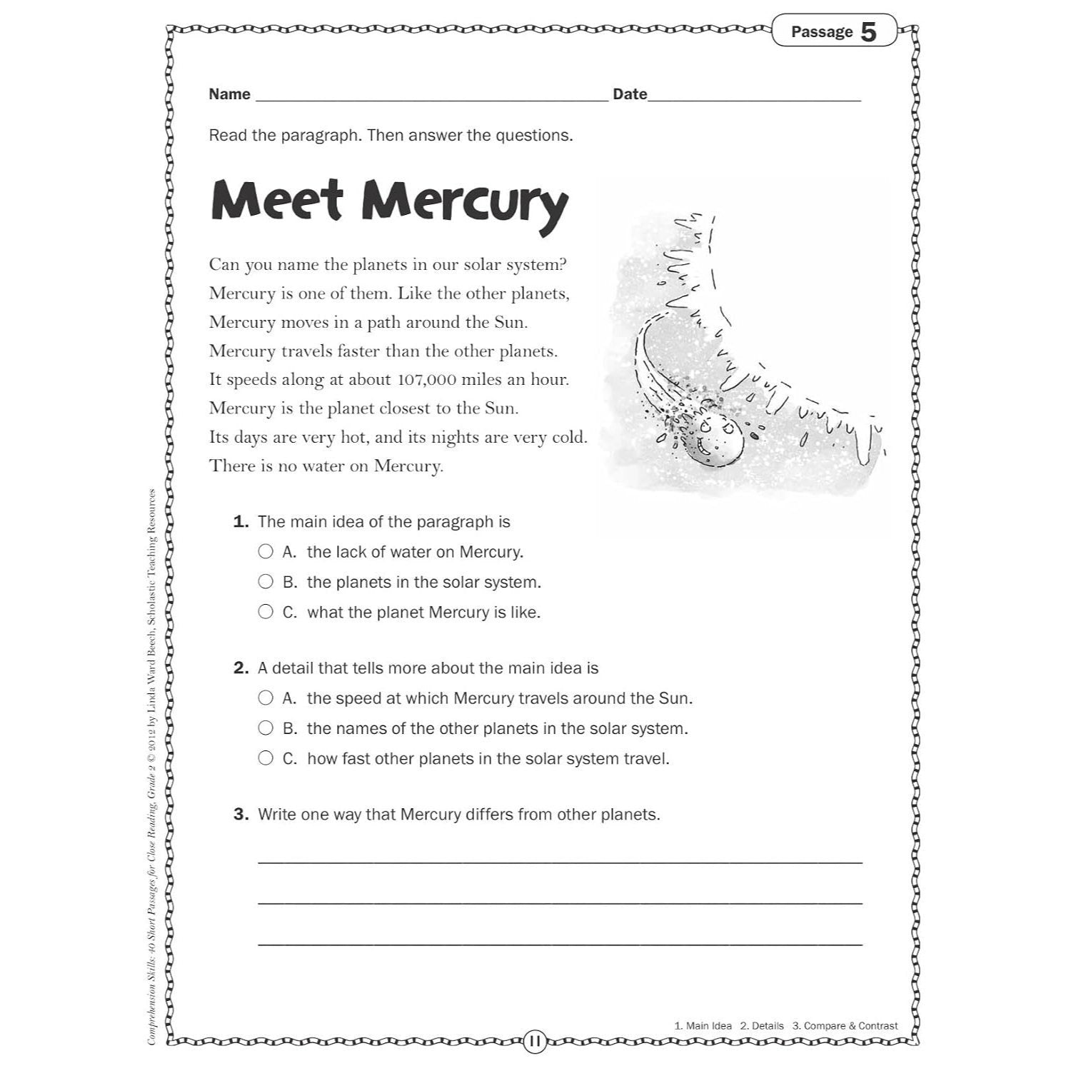 Comprehension Skills: 40 Short Passages for Close Reading: Grade 2