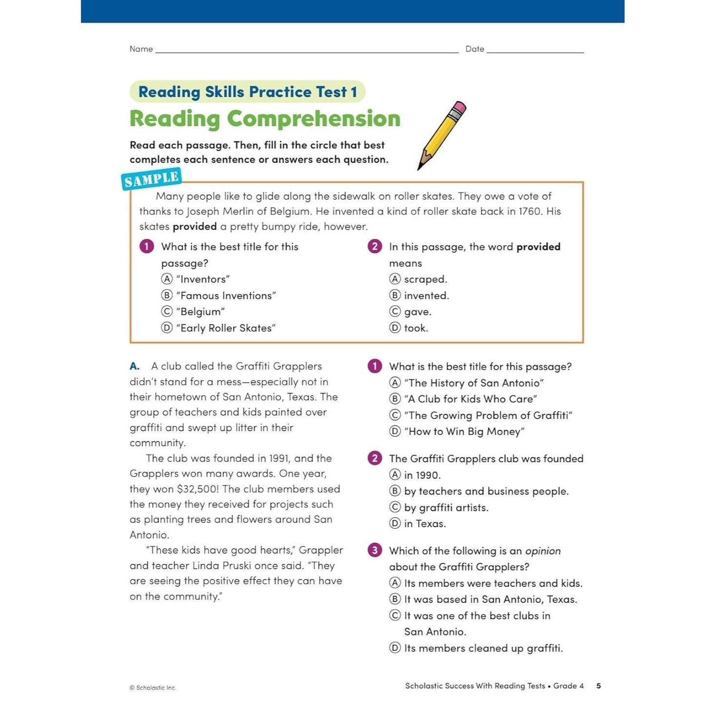 Scholastic Success with Reading Tests Grade 4 Workbook (Spiral Bound)