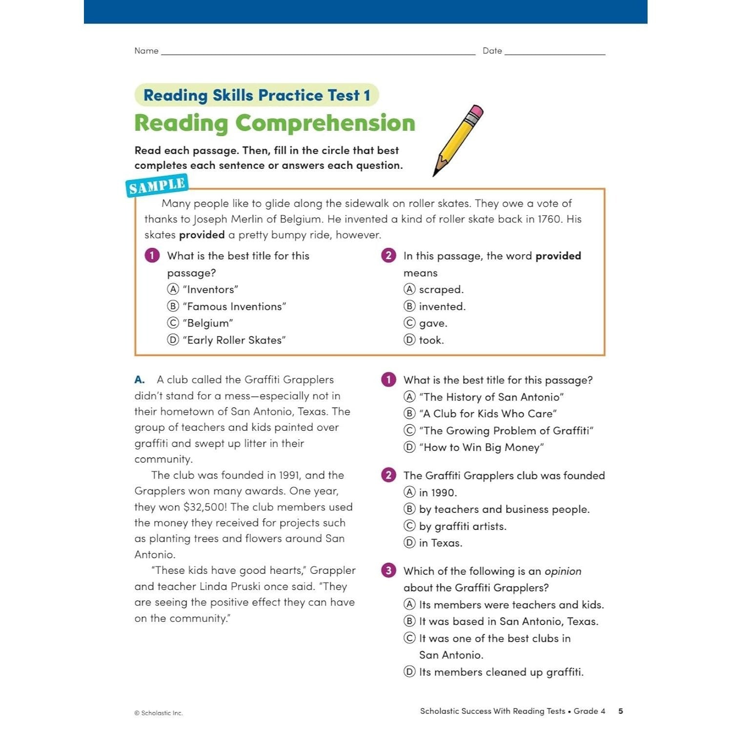 Scholastic Success with Reading Tests Grade 4 Workbook (Spiral Bound)
