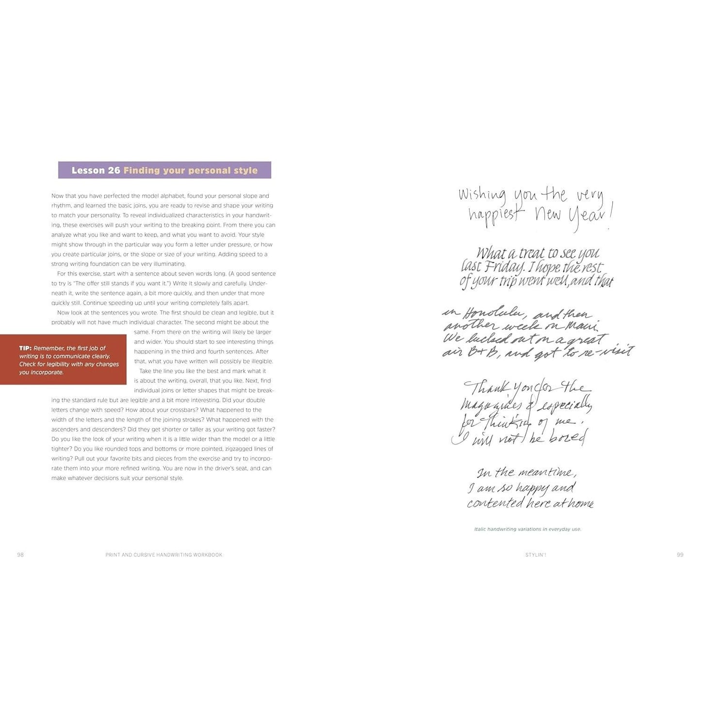 Print and Cursive Handwriting Workbook: 35 Lessons to Improve Your Penmanship