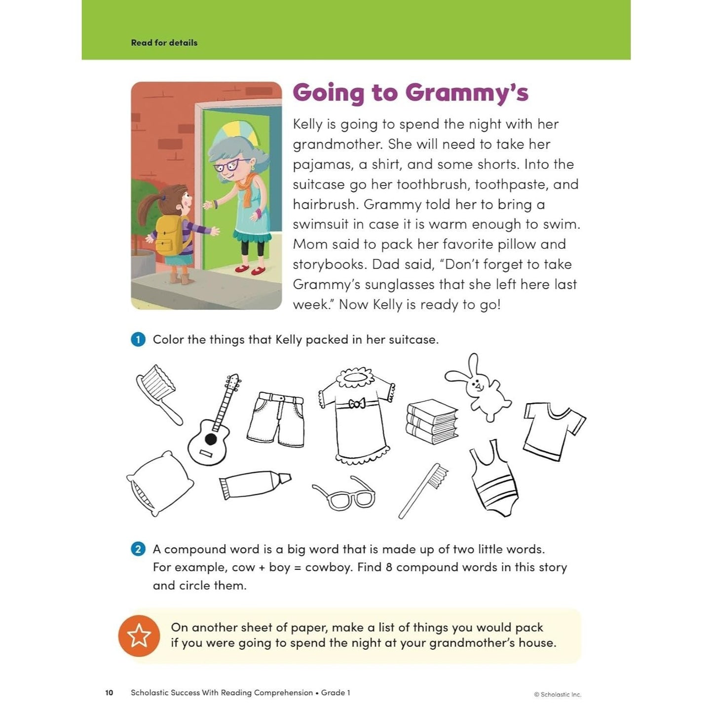 Scholastic Success with Reading Comprehension Grade 1 Workbook