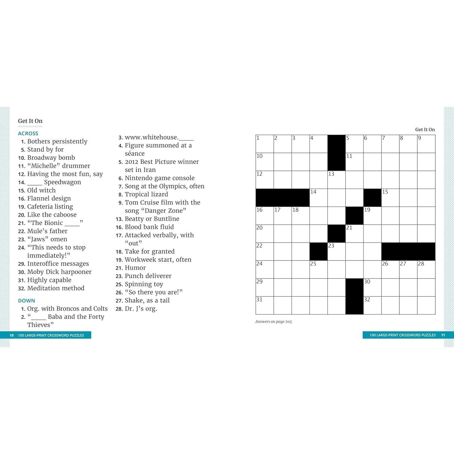 100 Large-Print Crossword Puzzles: Easy Puzzles to Entertain Your Brain (Spiral Bound)