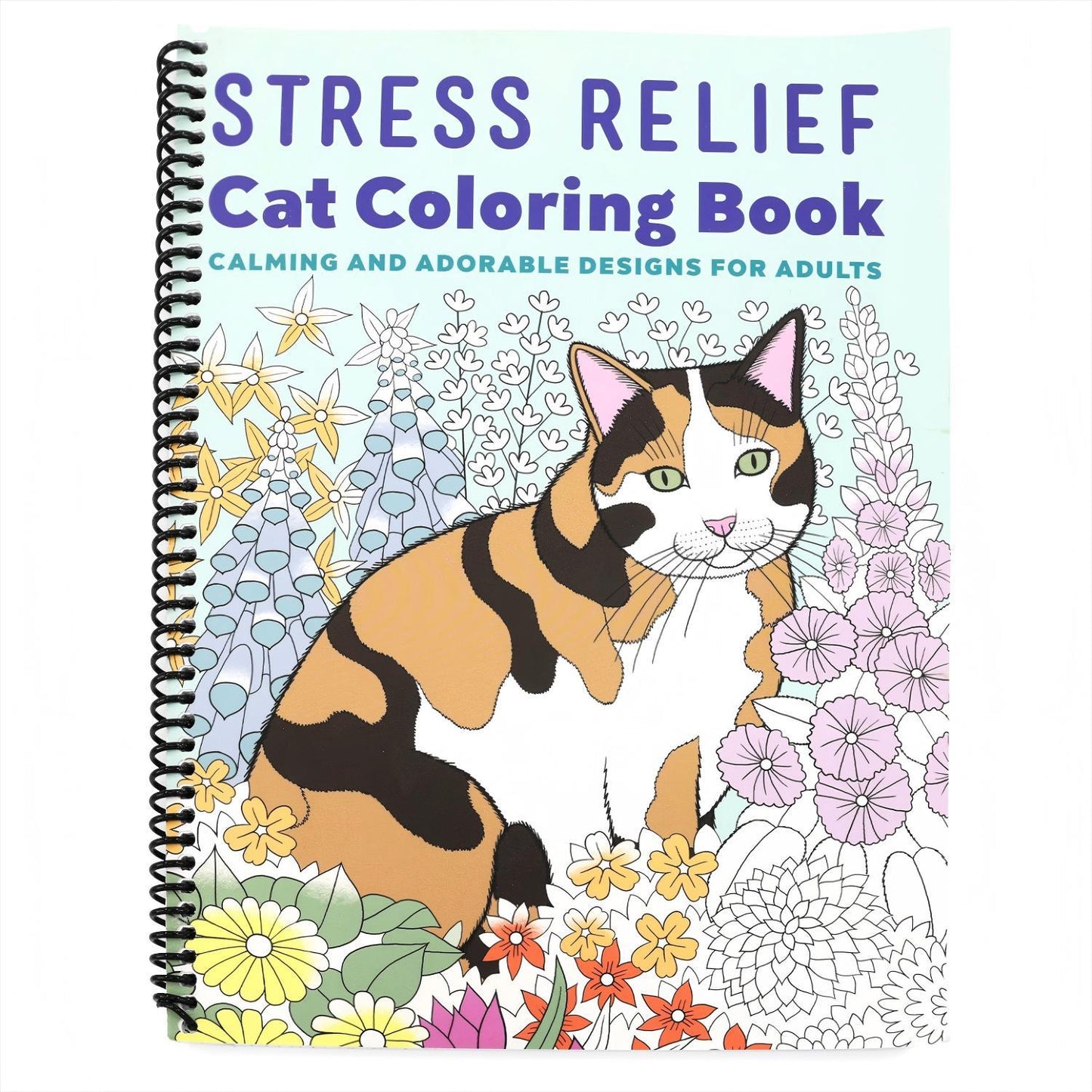 Stress Relief Cat Coloring Book: Calming and Adorable Designs for Adults (Spiral Bound)