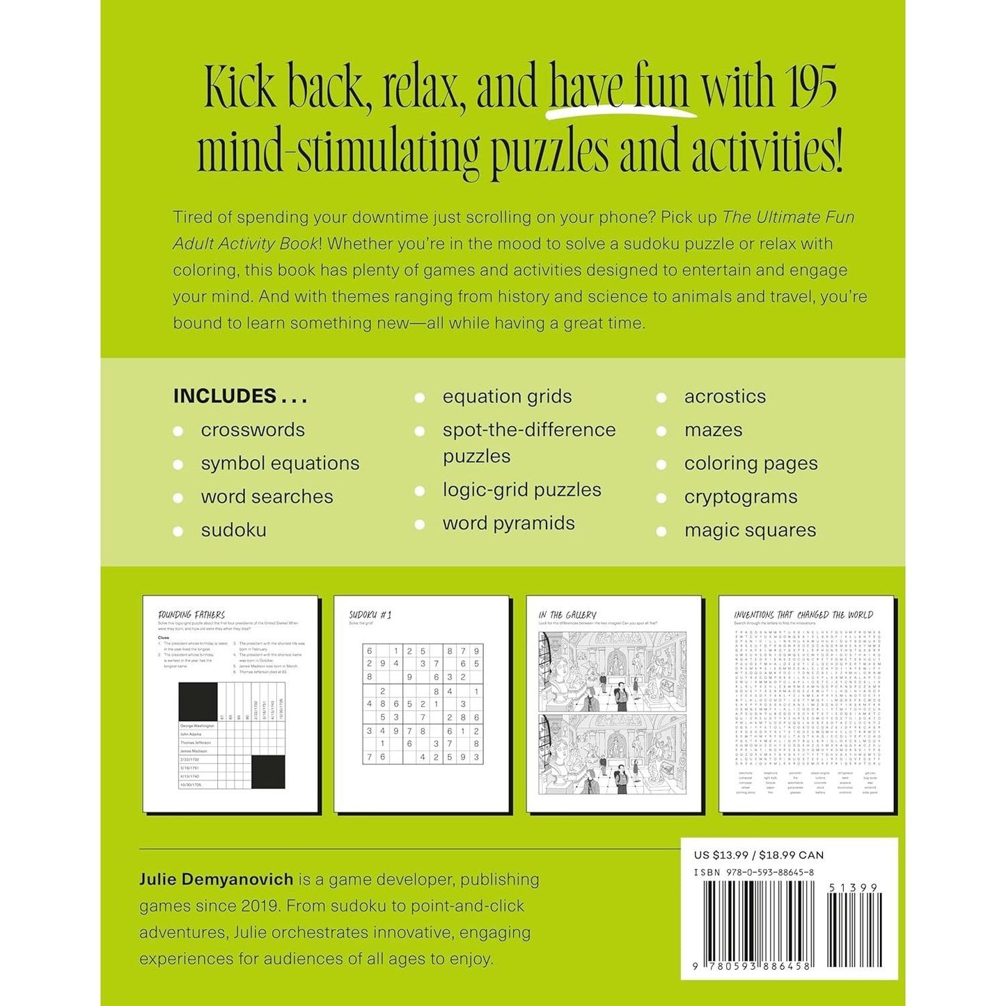 The Ultimate Fun Adult Activity Book: Logic Puzzles, Sudoku, Mazes, Word Searches, Crosswords, Acrostics, Coloring, and More!