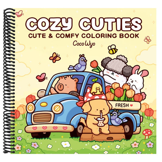 Cozy Cuties: Coloring Book for Adults and Kids (Cozy Spaces Coloring) (Spiral Bound)
