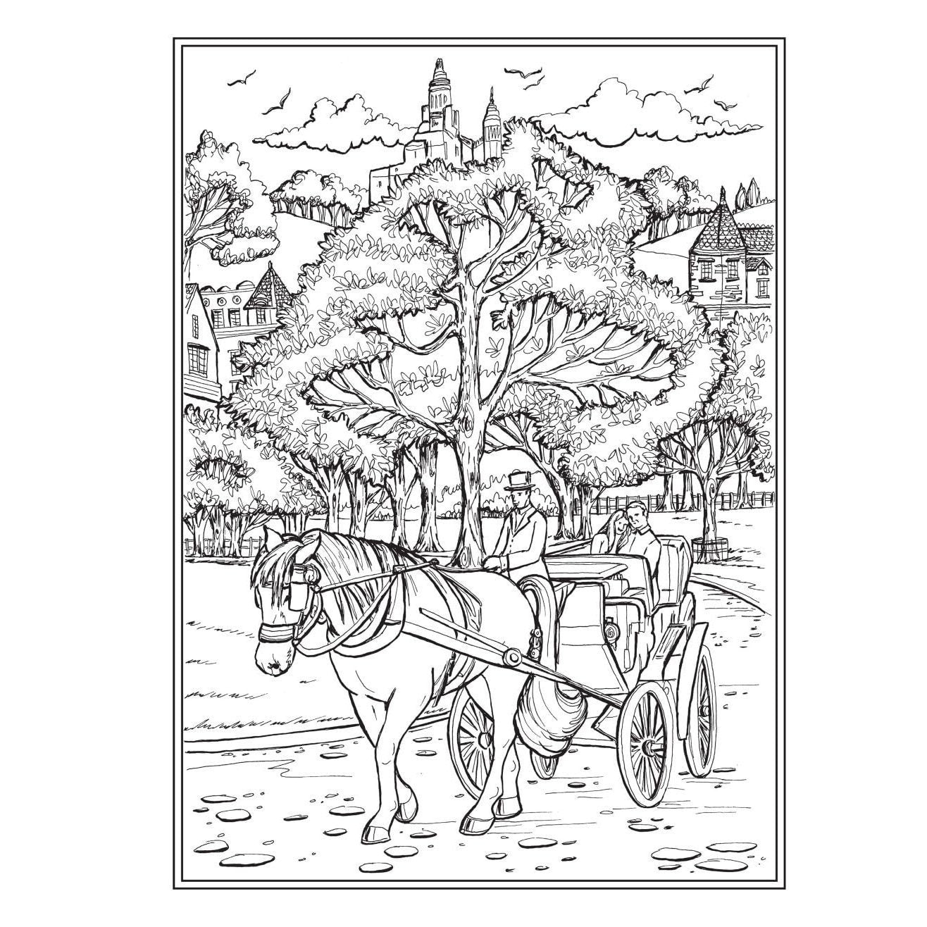 Creative Haven Romantic Country Scenes Coloring Book (Spiral Bound)