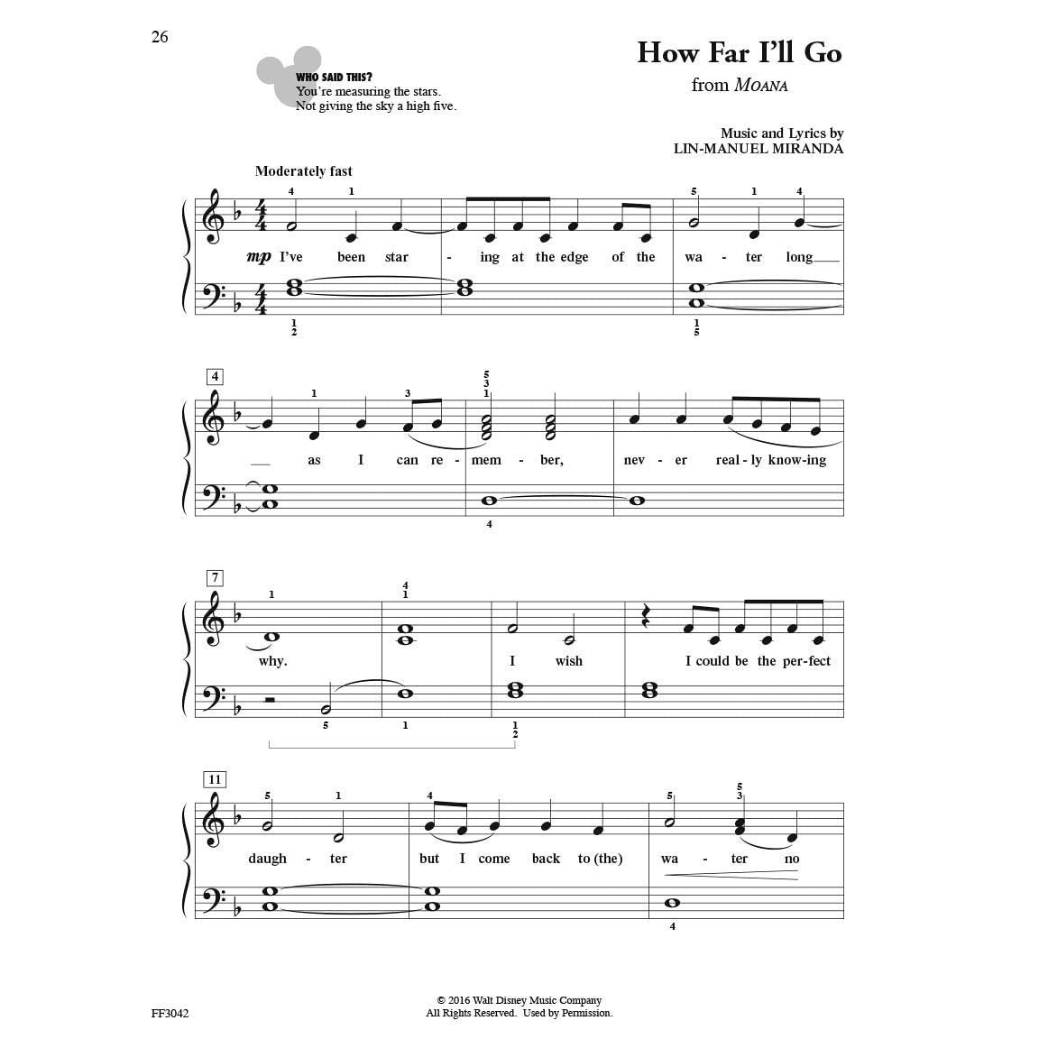 Chordtime Piano Disney Piano Sheet Music 10 Disney Songs from Moana, the Lion King, Beauty and the Beast & More Easy Arrangements for Level 2b Pianist