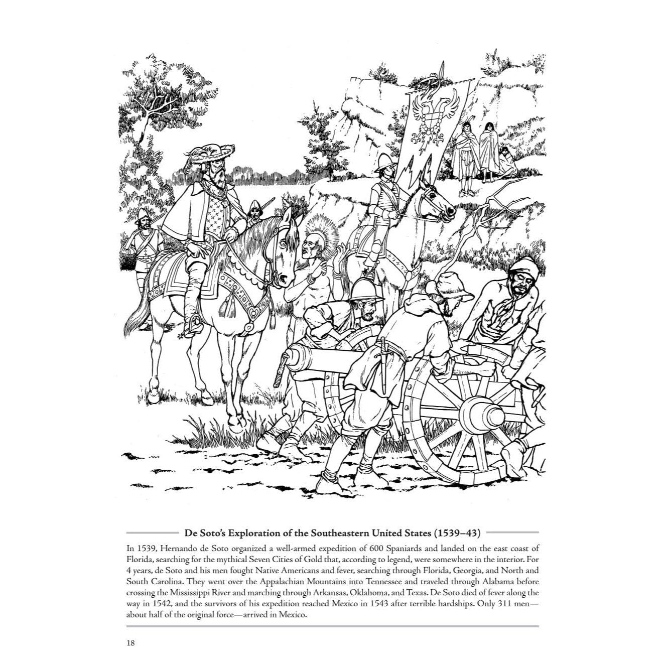 Picture the Past: The Exploration of North America: Historical Coloring Book