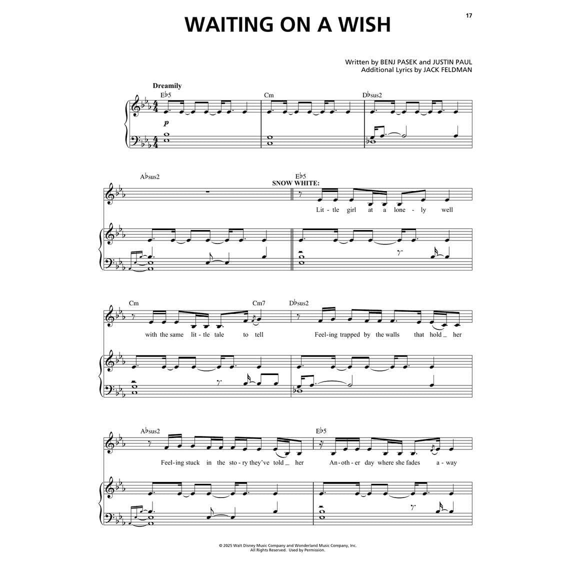 Disney's Snow White: Music from the 2025 Motion Picture Vocal Selections (Vocal Line with Piano Accompaniment) Featuring New Songs by Benj Pasek and J