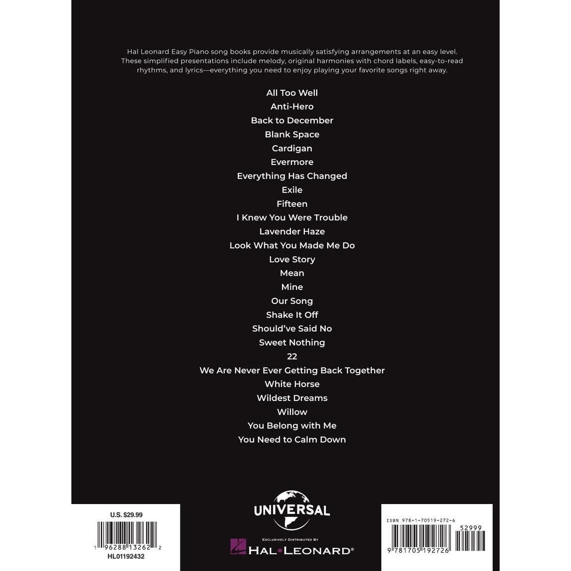Taylor Swift Easy Piano Anthology - 2nd Edition: Easy-Level Song Arrangements with Lyrics (Revised) (Spiral Bound)