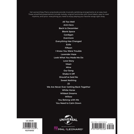 Taylor Swift Easy Piano Anthology - 2nd Edition: Easy-Level Song Arrangements with Lyrics (Revised) (Spiral Bound)