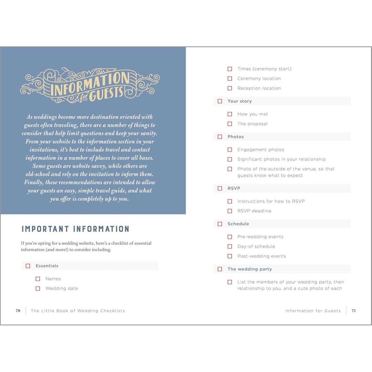 The Little Book of Wedding Checklists: All the Lists and Tips You Need to Plan the Big Day (Spiral Bound)