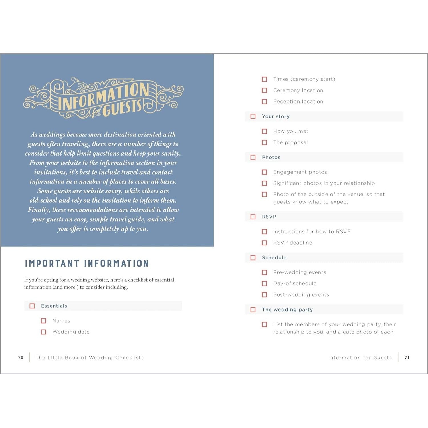 The Little Book of Wedding Checklists: All the Lists and Tips You Need to Plan the Big Day (Spiral Bound)