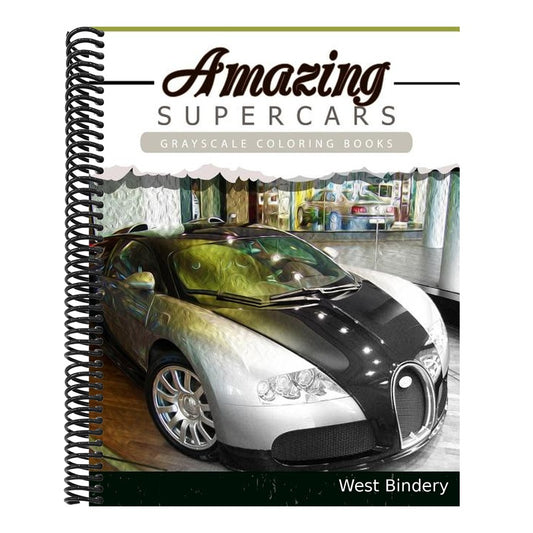 Amazing Super Car: Grayscale coloring booksfor adults Anti-Stress Art Therapy for Busy People (Adult Coloring Books Series, grayscale fan