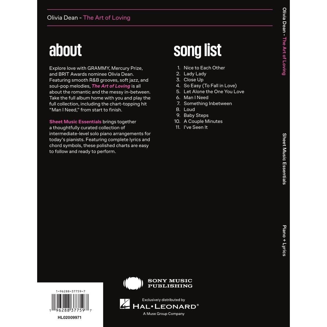 Olivia Dean - The Art of Loving: Sheet Music Essentials Songbook for Piano with Lyrics
