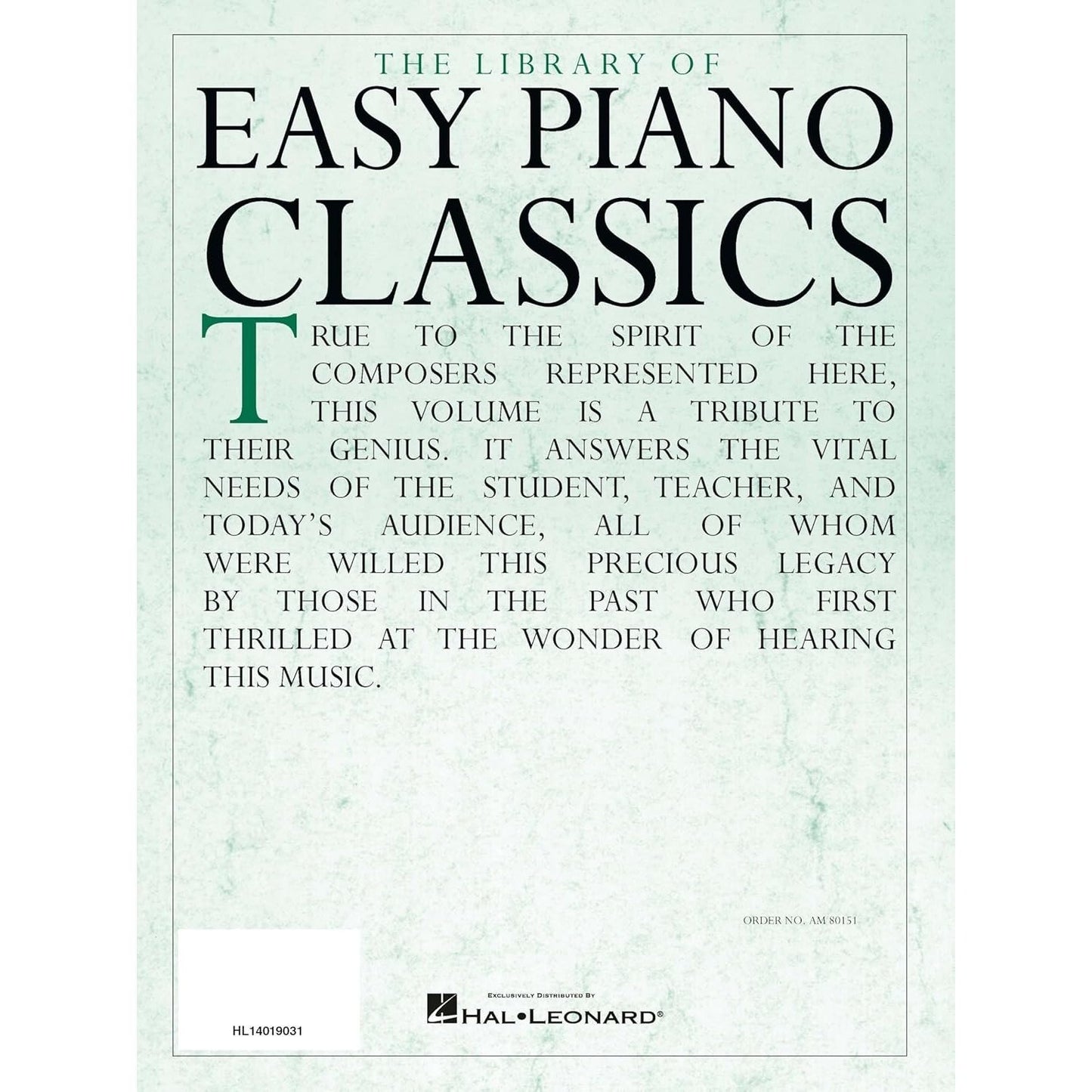 The Library of Easy Piano Classics - Beginner Piano Book for Adults and Kids - Classical Piano Sheet Music for Beginners - Simple Piano Lessons