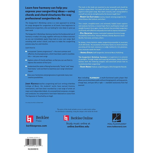 The Songwriter's Workshop Harmony Chord Progressions and Songwriting Techniques Learn to Write Hit Songs with Online Audio Berklee Press Music Composition