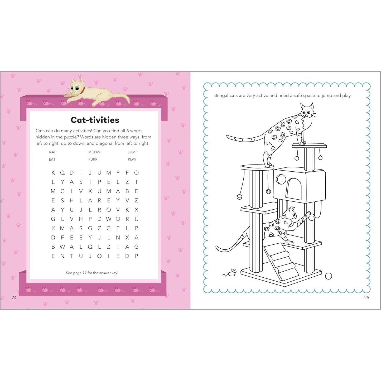 Cute Cats Activity Book for Kids: 70 Activities Including Coloring, Dot-To-Dots & Spot the Difference