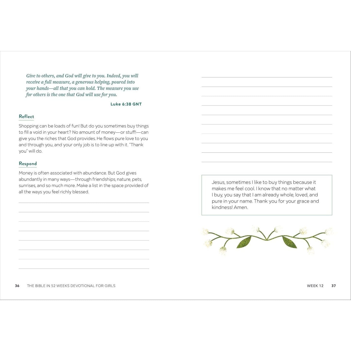 The Bible in 52 Weeks Devotional for Girls: A Year of Growing in Faith
