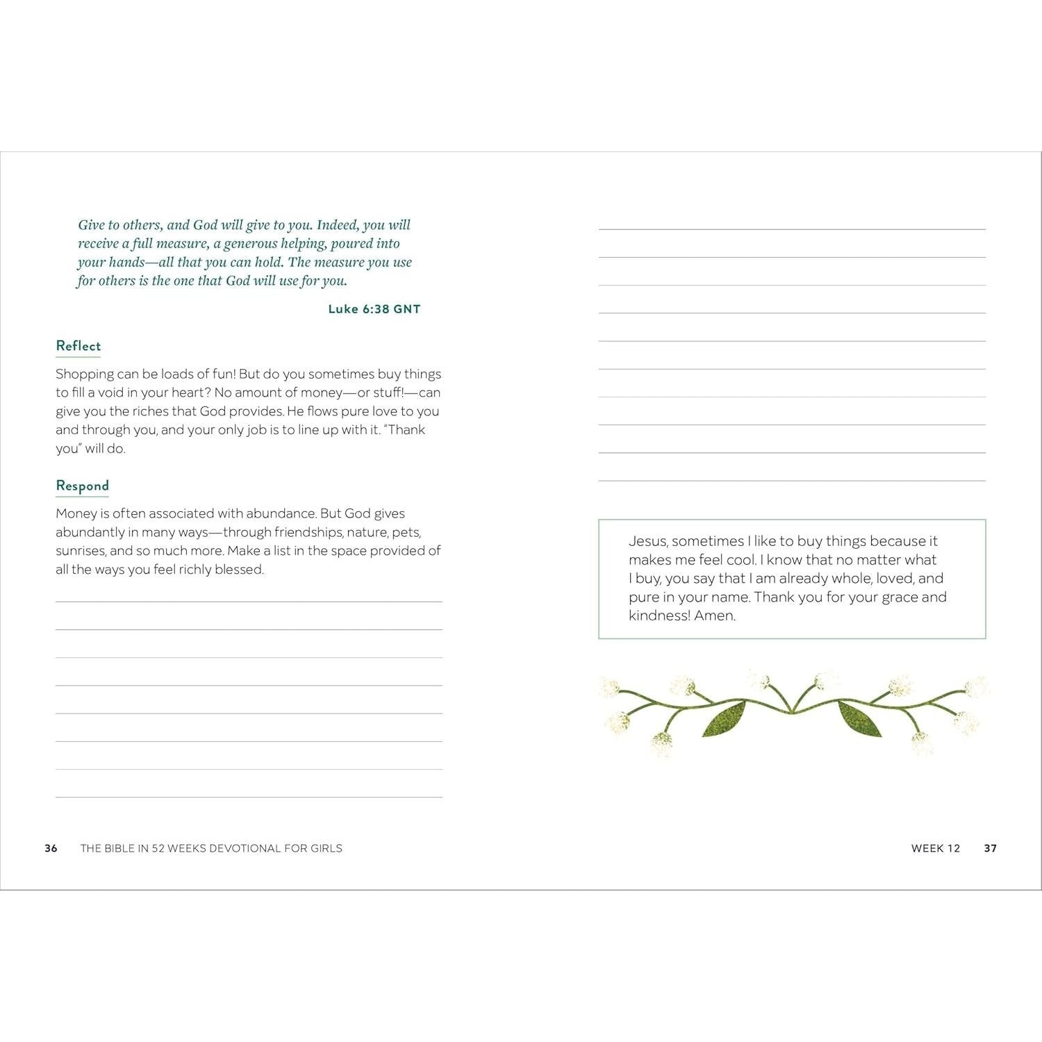 The Bible in 52 Weeks Devotional for Girls: A Year of Growing in Faith
