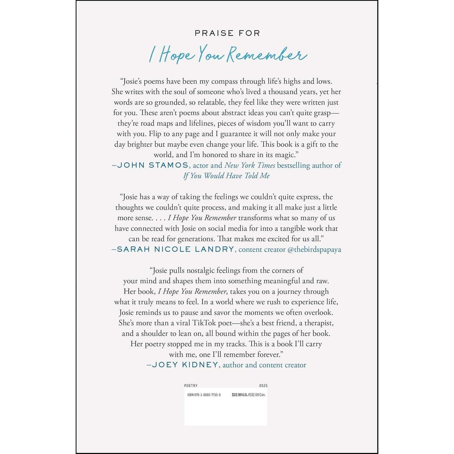 I Hope You Remember: Poems on Loving, Longing, and Living