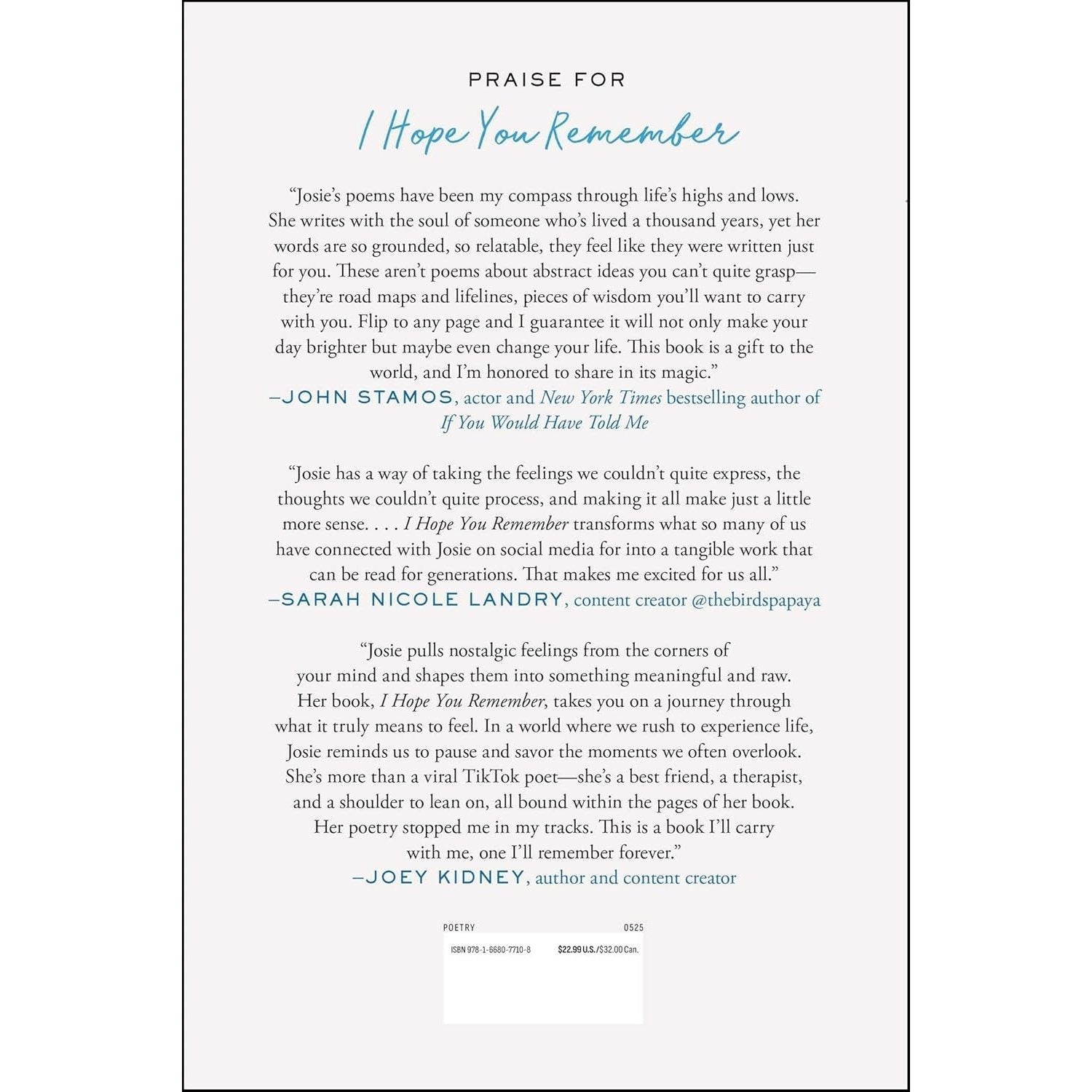 I Hope You Remember: Poems on Loving, Longing, and Living