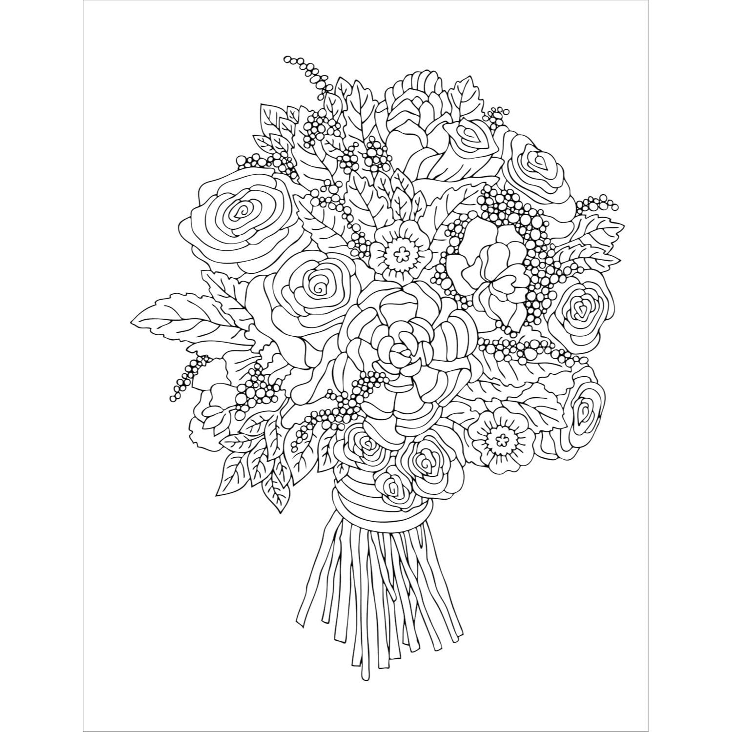 Stress Relief Flower Coloring Book for Adults: Beautiful and Relaxing Floral Designs, Arrangements, and Bouquets (Spiral Bound)