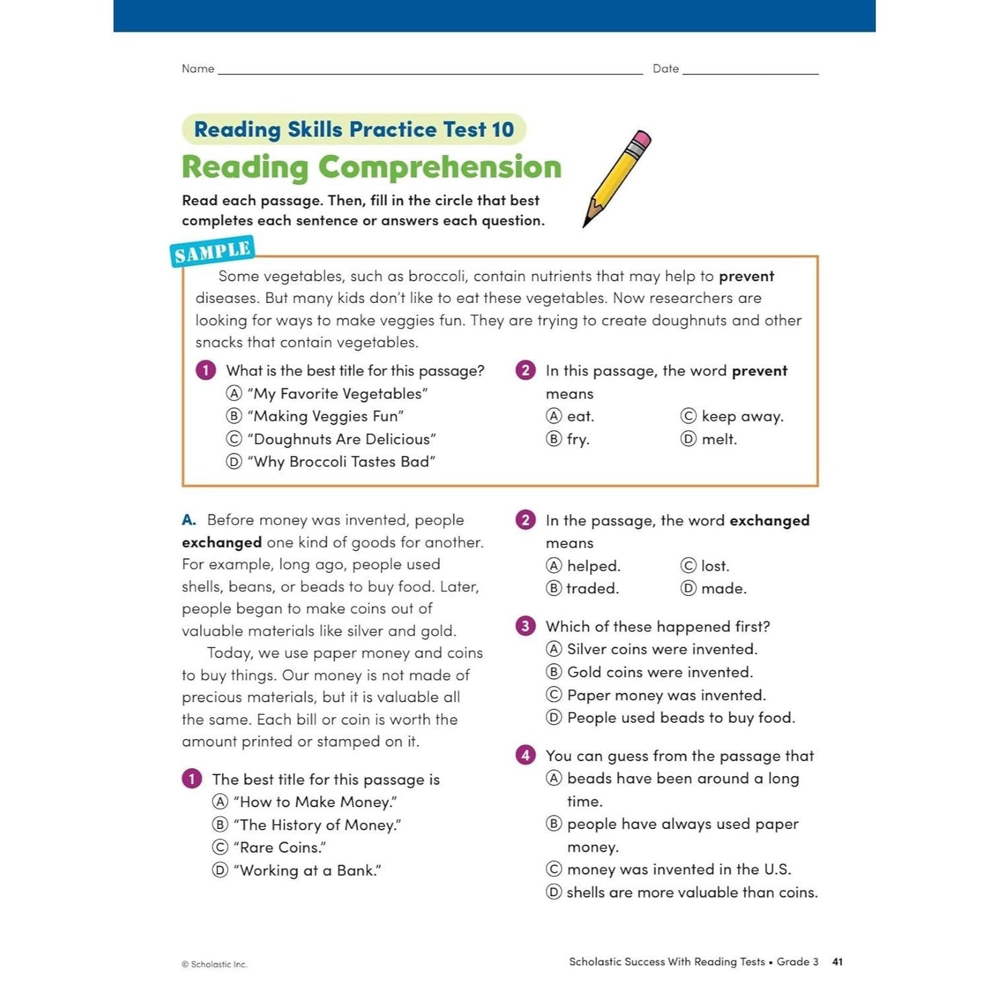 Scholastic Success with Reading Tests Grade 3 Workbook (Spiral Bound)