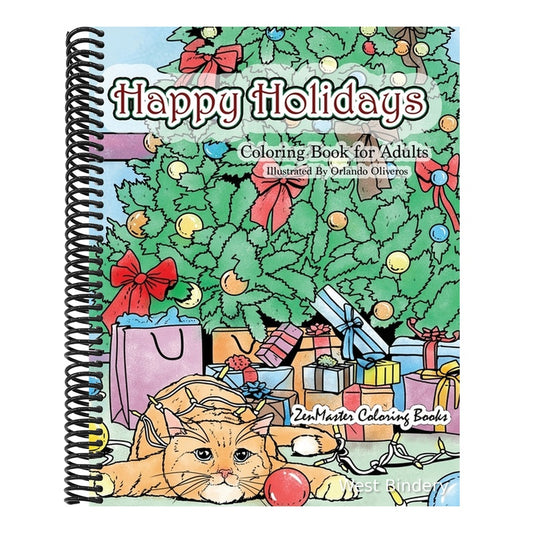 Happy Holidays Coloring Book for Adults: A Christmas Adult Coloring Book With Holiday Scenes and Designs For Relaxation and Stress Relief: Santa, Pres