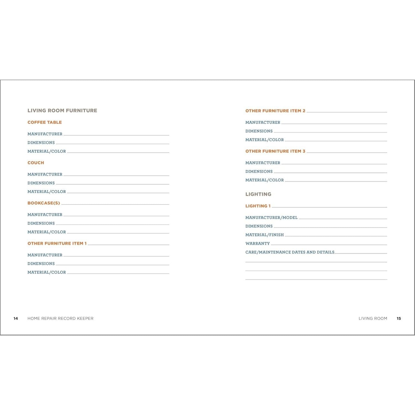 Home Repair Record Keeper: Includes Schedules and Maintenance Logs