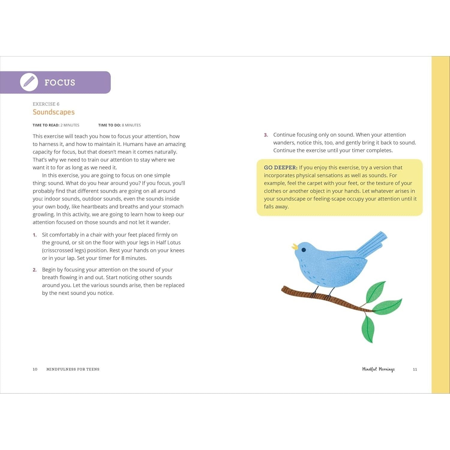 Mindfulness for Teens in 10 Minutes a Day: Exercises to Feel Calm, Stay Focused & Be Your Best Self (Spiral Bound)