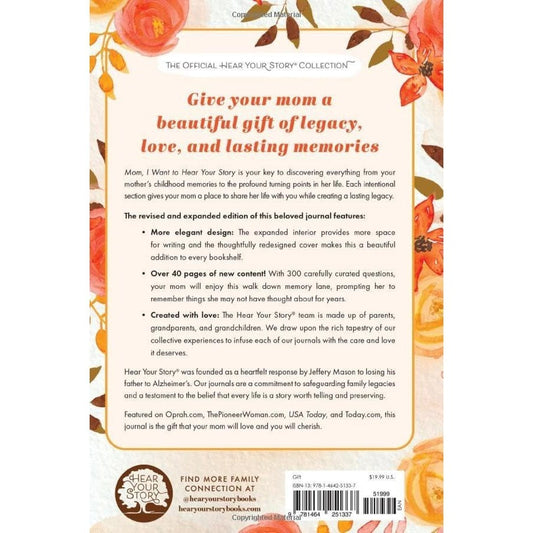 Mom, I Want to Hear Your Story: A Mother's Guided Journal To Share Her Life & Her Love