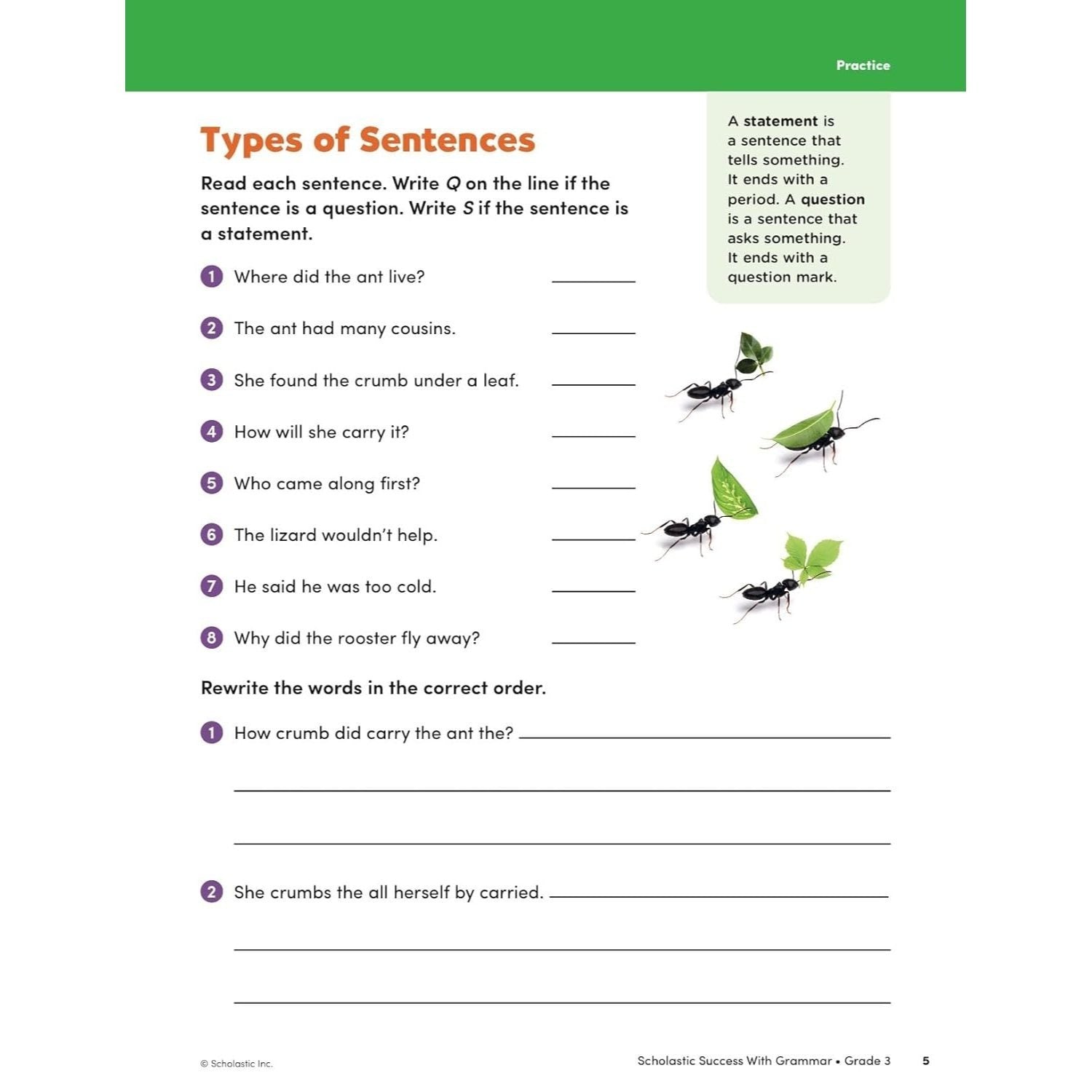 Scholastic Success with Grammar Grade 3 Workbook (Spiral Bound)