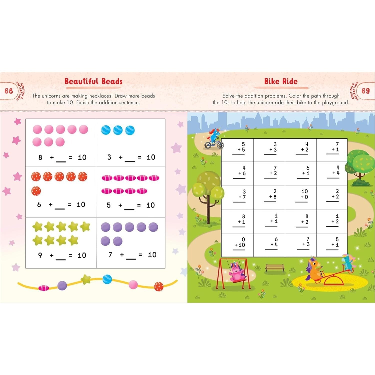 Kindergarten Activity Book Unicorns: 75 Games to Practice Early Reading, Writing, and Math Skills (School Skills Activity Books) (Spiral Bound)