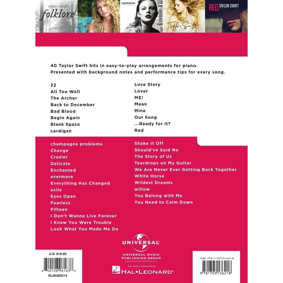 40 Taylor Swift Songs: Really Easy Piano Series with Lyrics & Performance Tips (Really Easy Piano; Hal Leonard) - Taylor Swift Piano Book with Lyrics (Spiral Bound)
