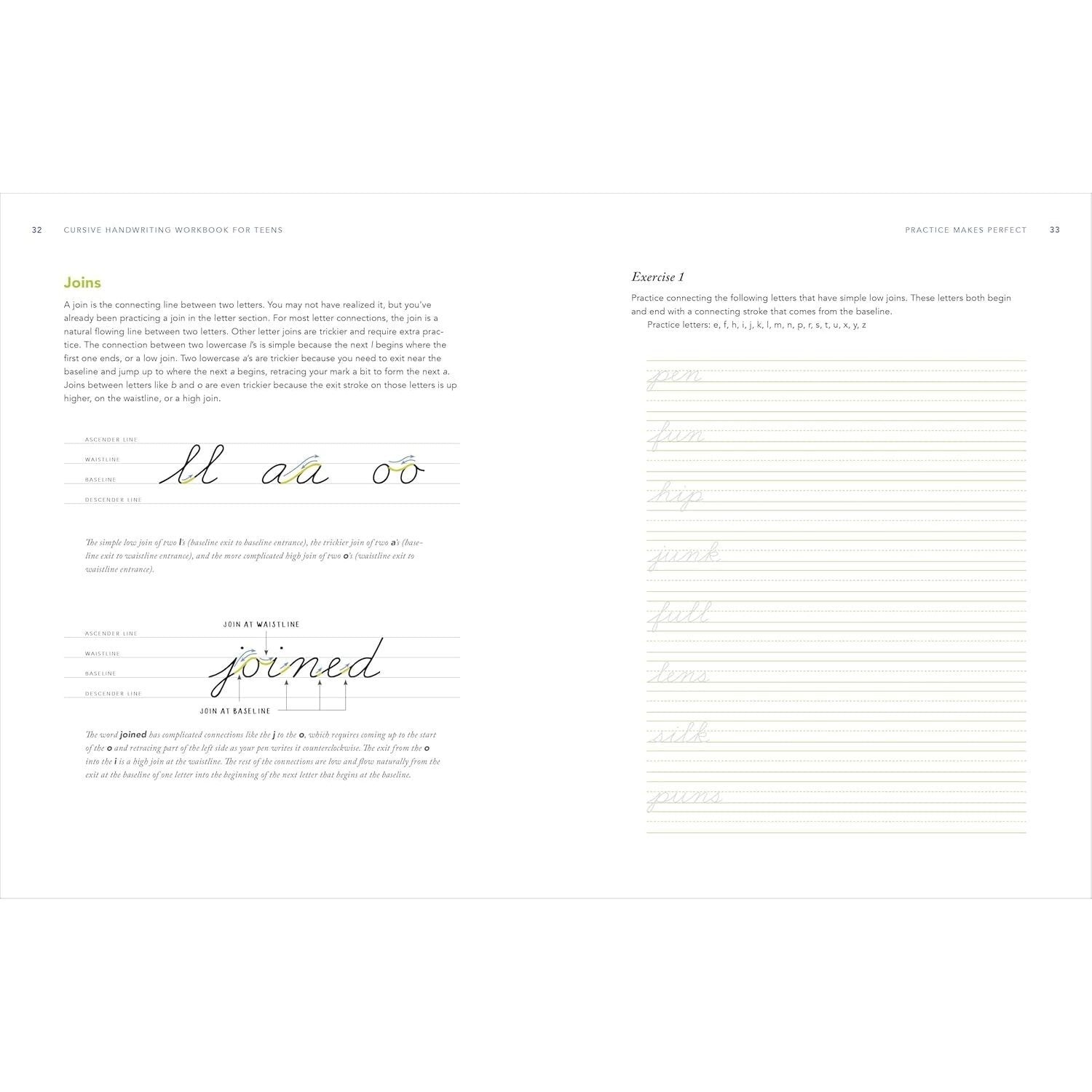 Cursive Handwriting Workbook for Teens: Exercises to Learn, Practice, and Improve
