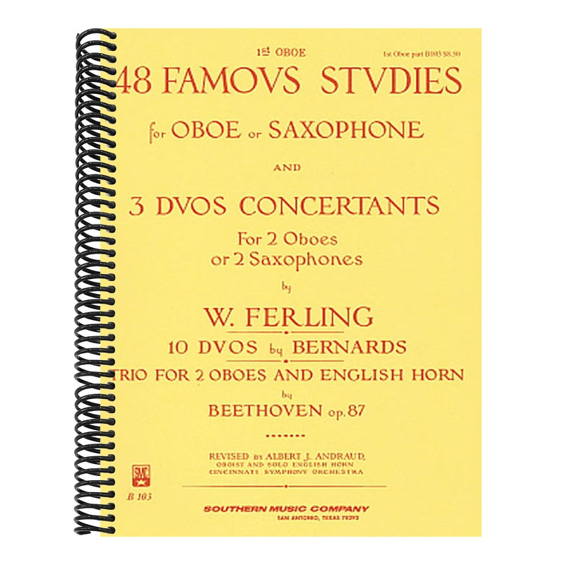 48 Famous Studies, (1st and 3rd Part): Oboe - Melodious Etudes with Oboe and Saxophone Sheet Music - Oboe and Saxophone Duet Book with 3 Duos Concerta