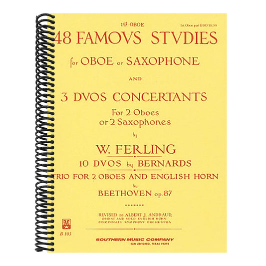 48 Famous Studies, (1st and 3rd Part): Oboe - Melodious Etudes with Oboe and Saxophone Sheet Music - Oboe and Saxophone Duet Book with 3 Duos Concerta