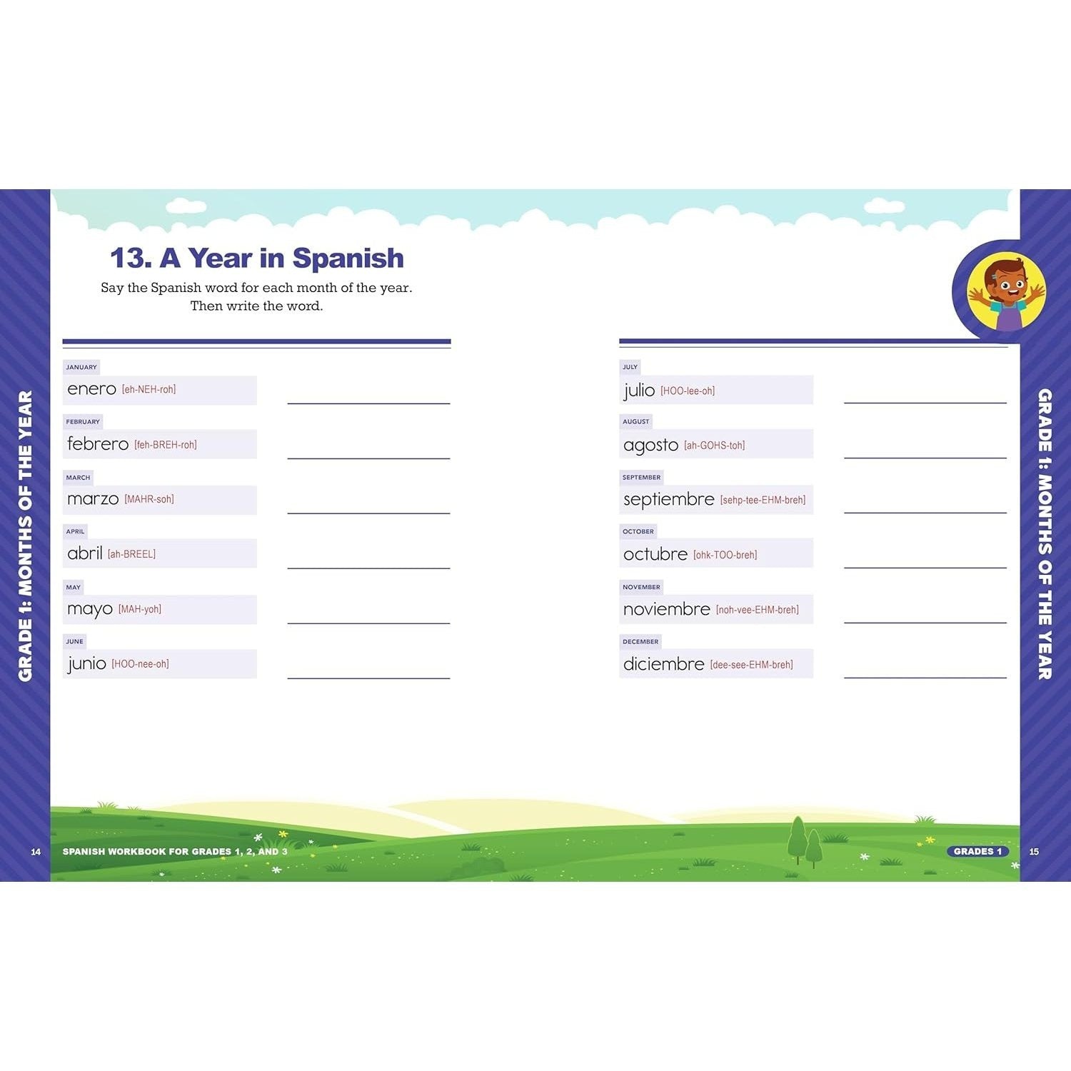 The Spanish Workbook for Grades 1, 2, and 3: 140+ Language Learning Exercises for Kids Ages 6-9 (Spiral Bound)