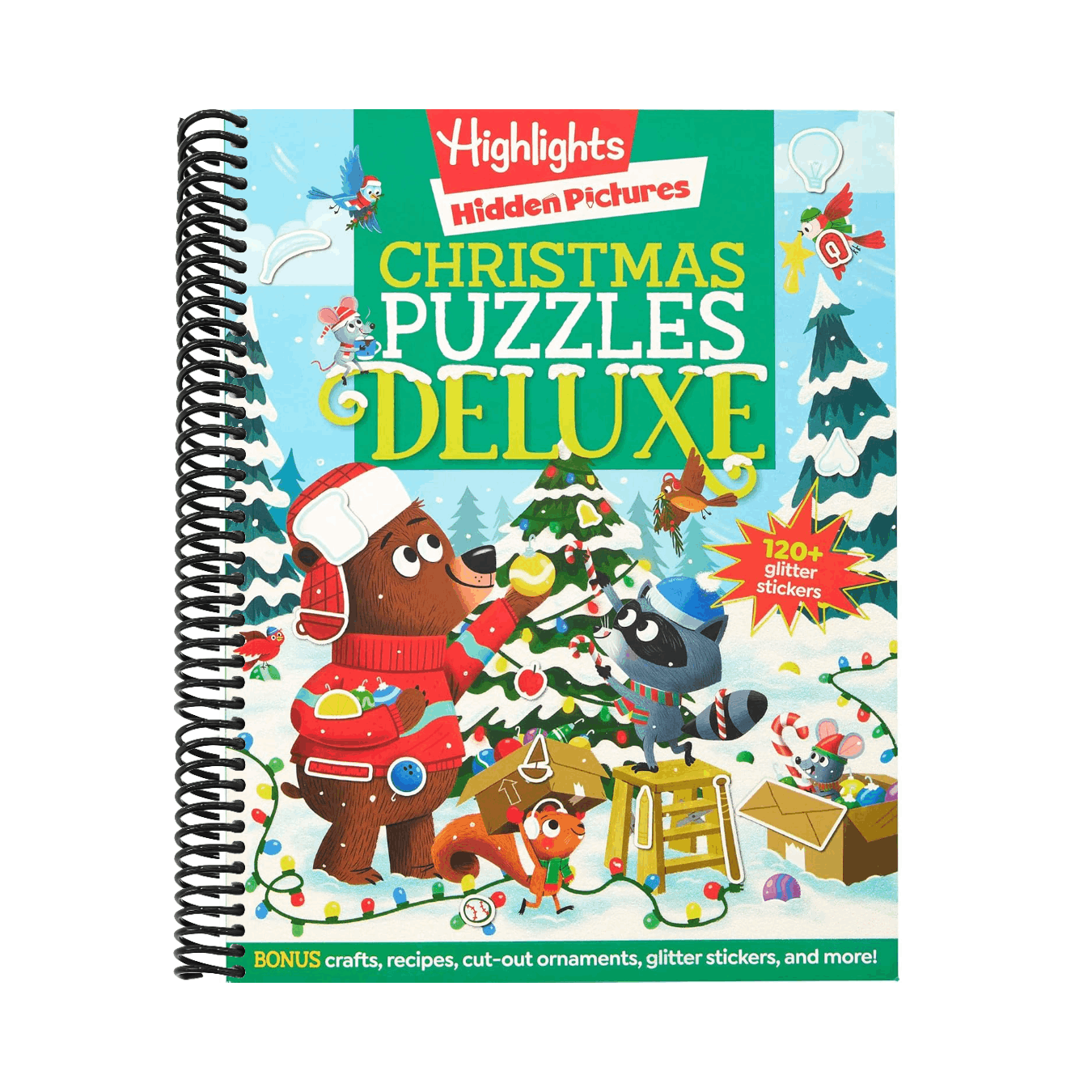 Christmas Puzzles Deluxe: Holiday-Themed Activity Book with Christmas Puzzles and Creative Crafts, Christmas Gift for Kids Ages 4-8 (Highlights Hidden Pictures) (Spiral Bound)