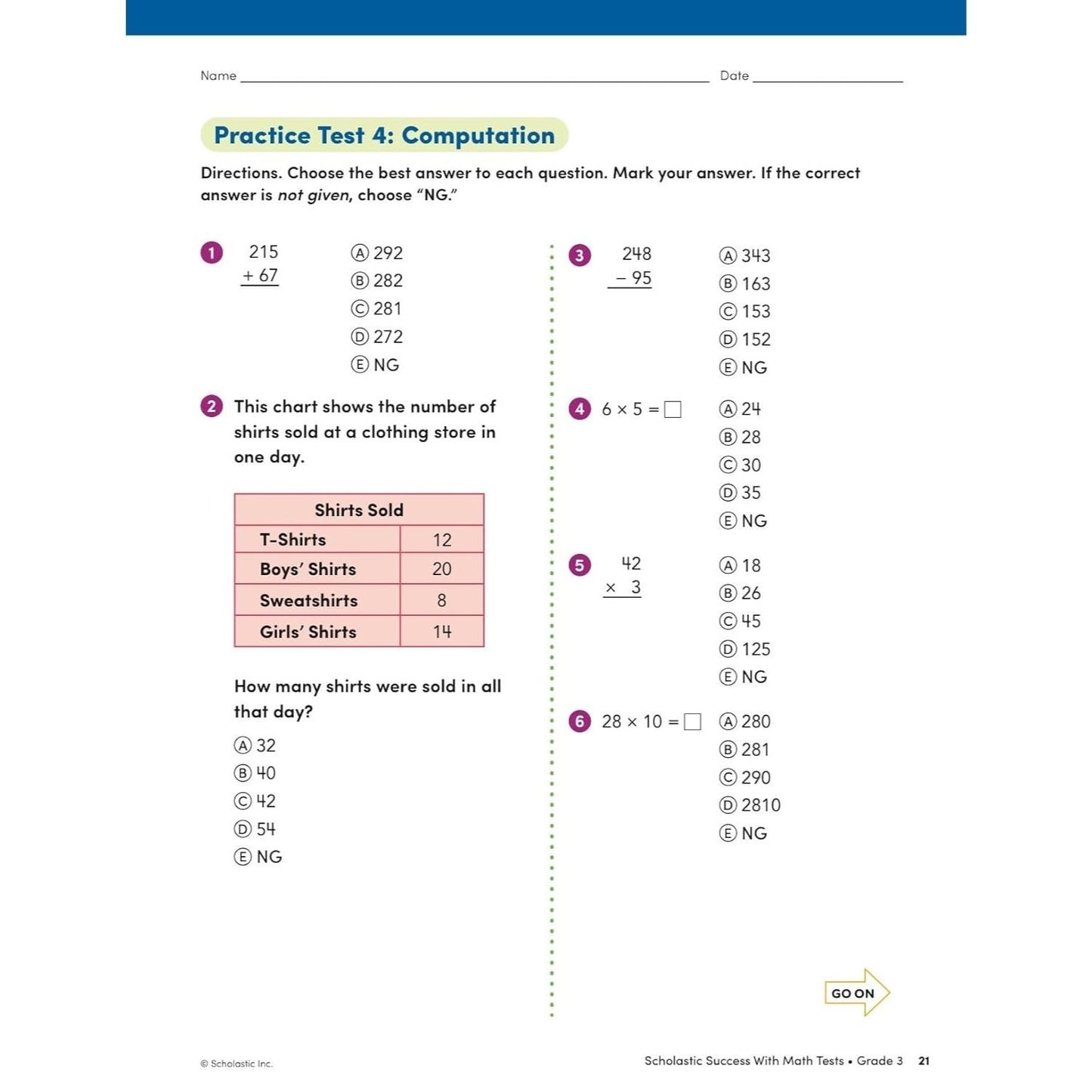 Scholastic Success with Math Tests Grade 3 Workbook