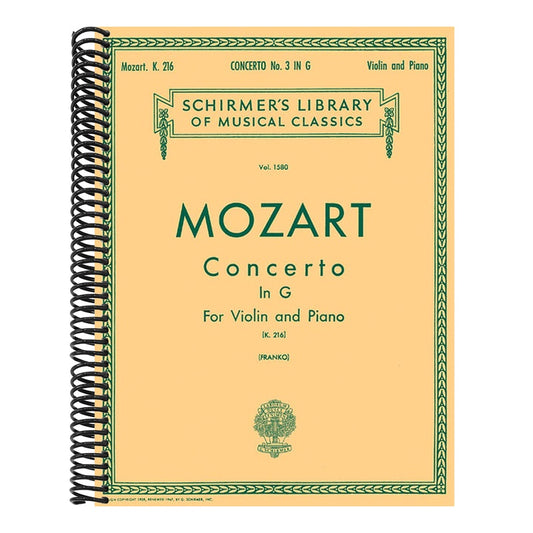 Mozart - Concerto No. 3 in G K.216 Violin and Piano Sheet Music Schirmer's Library of Musical Classics Vol. 1580 Classical Violin Solo with Piano Redu