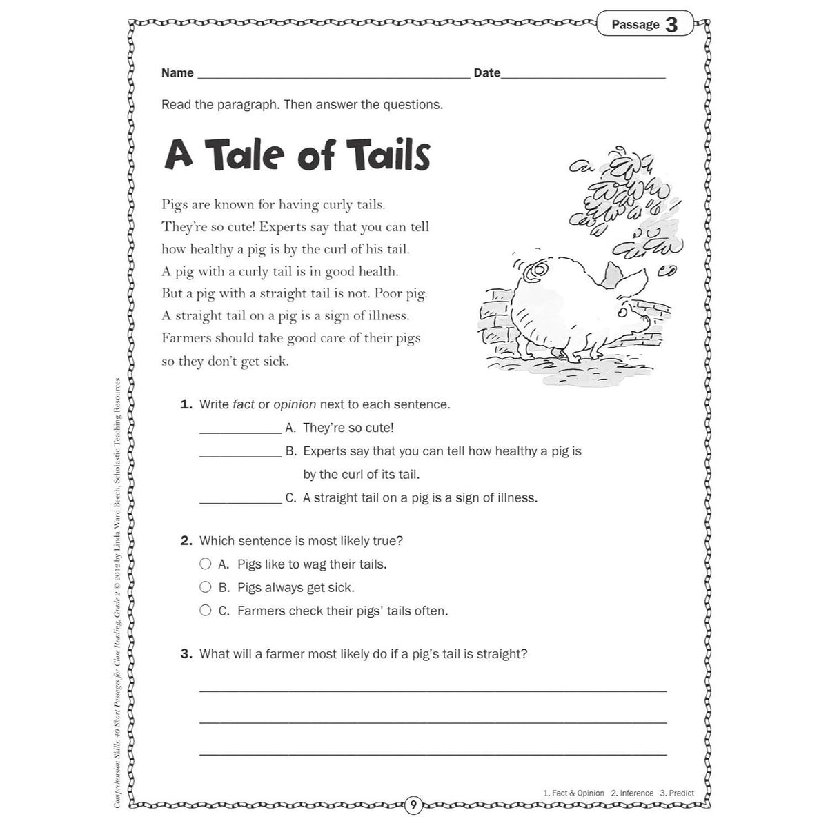 Comprehension Skills: 40 Short Passages for Close Reading: Grade 2