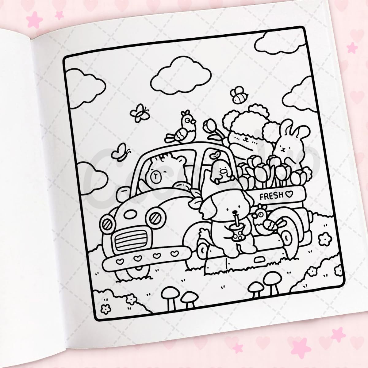 Cozy Cuties: Coloring Book for Adults and Kids (Cozy Spaces Coloring) (Spiral Bound)