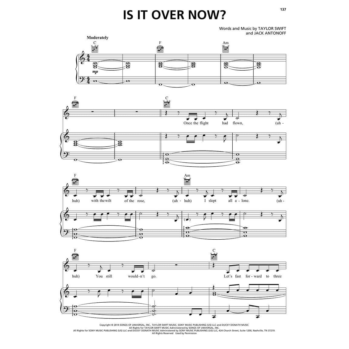 Taylor Swift - 1989 (Taylor's Version): Piano/Vocal/Guitar Songbook (Spiral Bound)