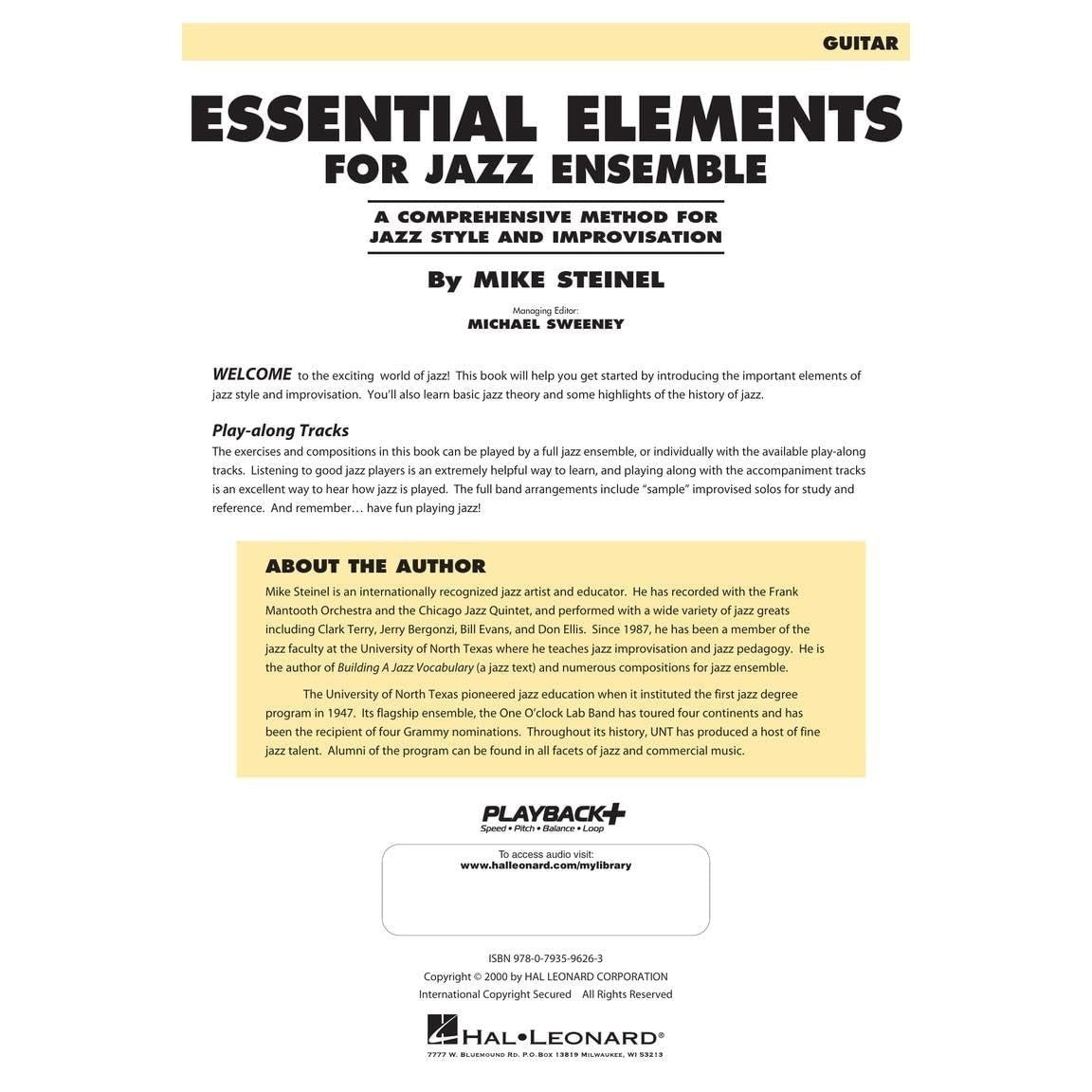 Essential Elements for Jazz Ensemble Guitar Beginner Jazz Method for Guitarists with Online Audio Learn Jazz Improvisation Swing Style and Theory Hal