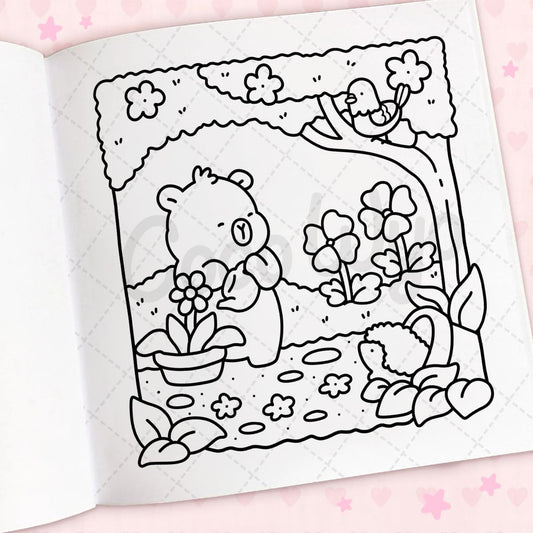 Cozy Cuties: Coloring Book for Adults and Kids (Cozy Spaces Coloring) (Spiral Bound)