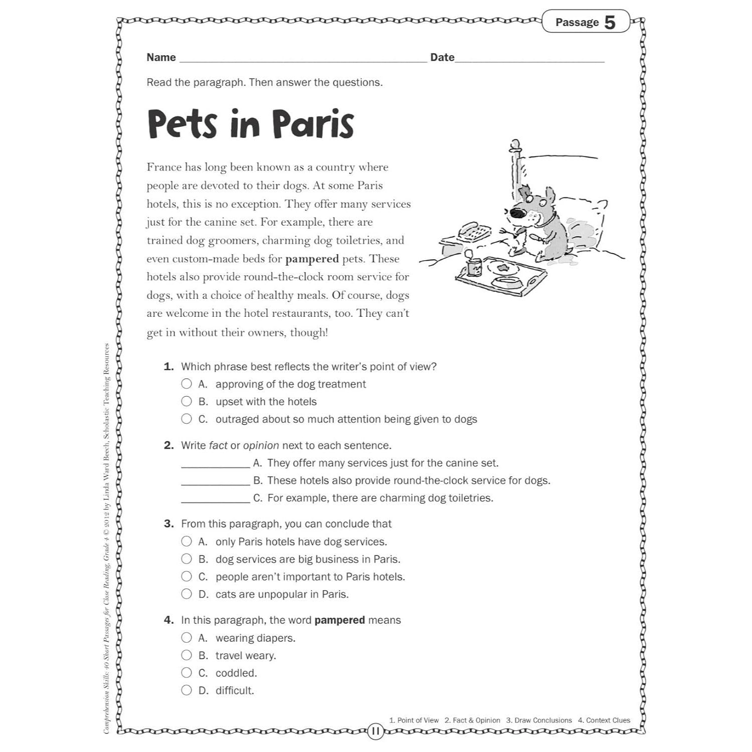 Comprehension Skills: 40 Short Passages for Close Reading: Grade 4 (Spiral Bound)