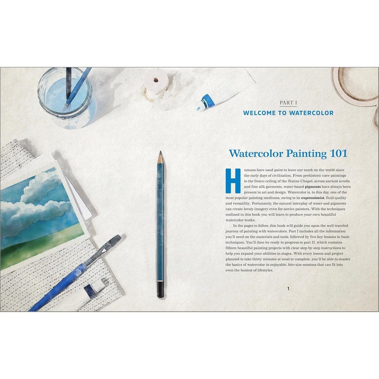 30-Minute Watercolor Painting for Beginners: Easy Step-By-Step Lessons and Techniques (Spiral Bound)